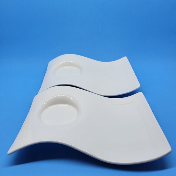 Villeroy And Boch New Wave Caffe Large Au Laite 6" W x 9"L White Snack Plates EC - Picture 8 of 8